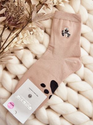 Medvilninės kojines su aplikacija Kesi smėlinė