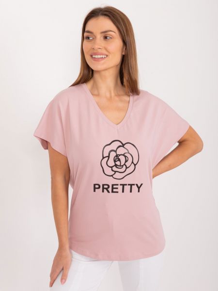 Βαμβακερή μπλούζα με σχέδιο Fashionhunters ροζ