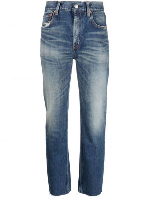 Straight fit džíny s vysokým pasem Saint Laurent modré