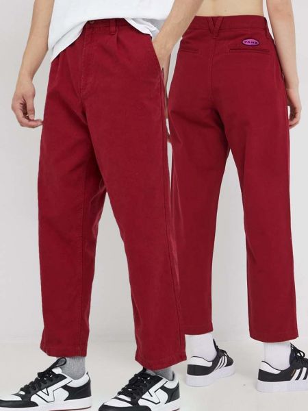 Памучни chino панталони с висока талия Vans червено