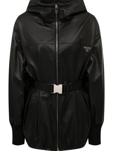 Черная кожаная куртка Prada