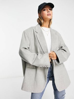 Шерстяной пиджак свободного кроя Asos серый