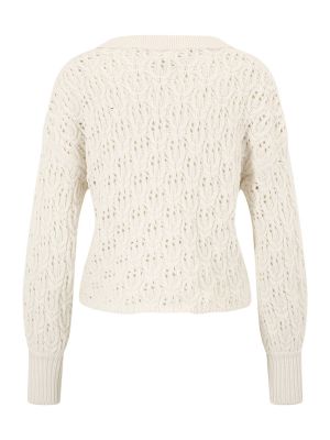 Памучен пуловер Object Petite бяло