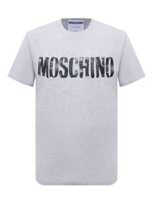 Хлопковая футболка Moschino серая