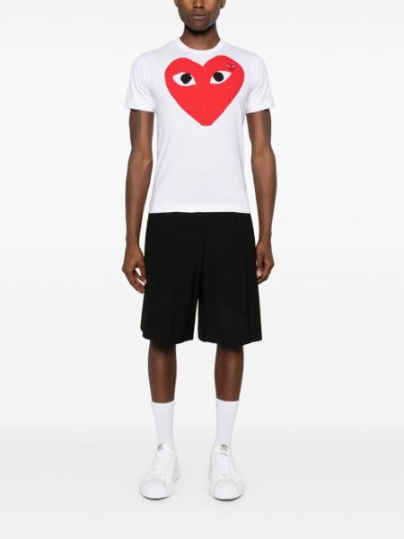 Bavlněné tričko s potiskem se srdcovým vzorem Comme Des Garçons bílé