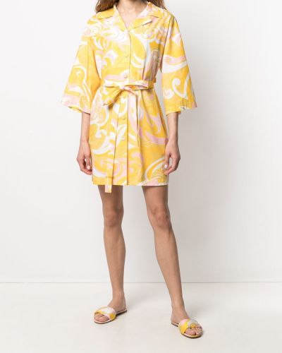 Vestido camisero con estampado abstracto Emilio Pucci amarillo