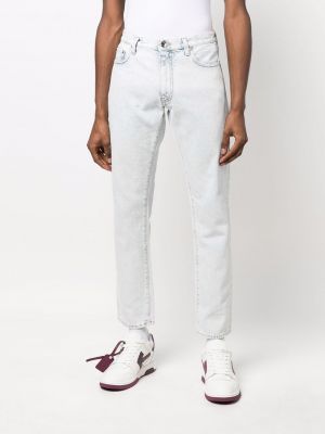 Pruhované slim fit skinny džíny s potiskem Off-white