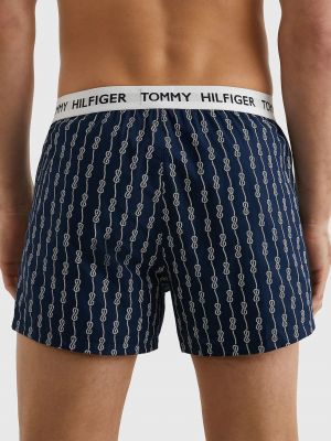 Pletené boxerky s potiskem Tommy Hilfiger modré