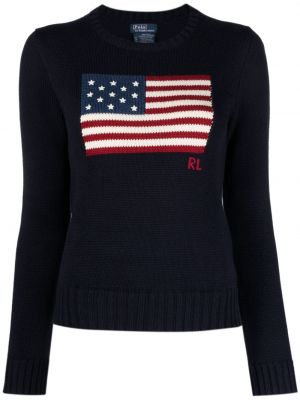 Bombažni bombažni bombažni pulover Polo Ralph Lauren modra