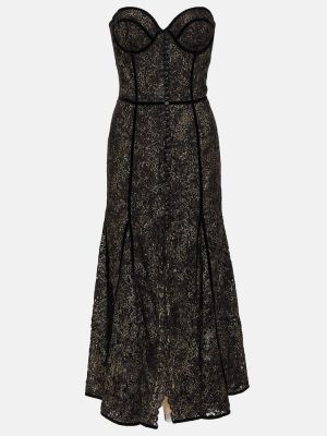 Μίντι φόρεμα με δαντέλα Costarellos μαύρο
