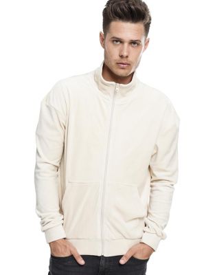 Žametna jakna iz rebrastega žameta Urban Classics bela