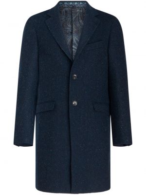 Vlněný kabát Etro modrý