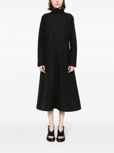 Robe mi-longue en coton Jil Sander noir