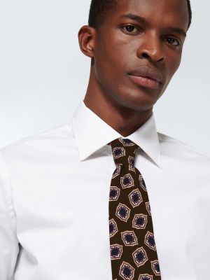 Jedwabny krawat Lardini brązowy