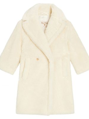 Silke teddy frakk for jenter Max Mara Kids hvit