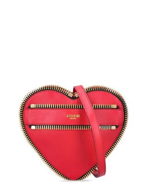 Δερμάτινη τσάντα ώμου με μοτίβο καρδιά Moschino