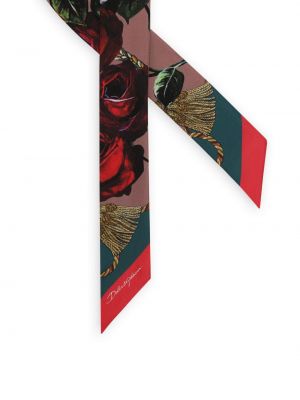 Zīda šalle ar ziediem ar apdruku Dolce & Gabbana sarkans