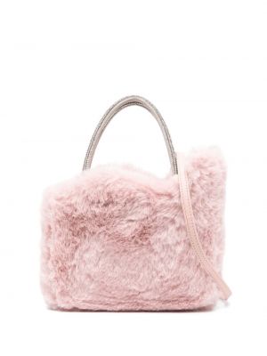 Τσάντα shopper με γούνα Le Silla ροζ