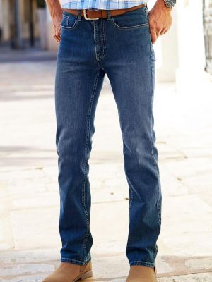 Хлопковые прямые джинсы Cotton Traders синие