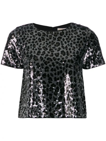Tričko s potlačou s leopardím vzorom Michael Michael Kors čierna