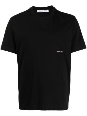 Βαμβακερή μπλούζα με σχέδιο Trussardi μαύρο