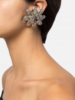Gėlėtos auskarai su kristalais Patrizia Pepe sidabrinė