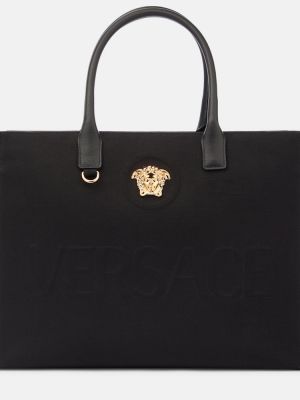 Geantă shopper din bumbac Versace negru