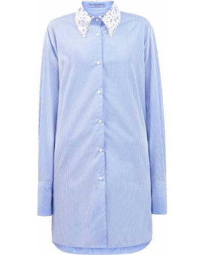 Деловое рубашка платье с вышивкой Ermanno Scervino, голубое