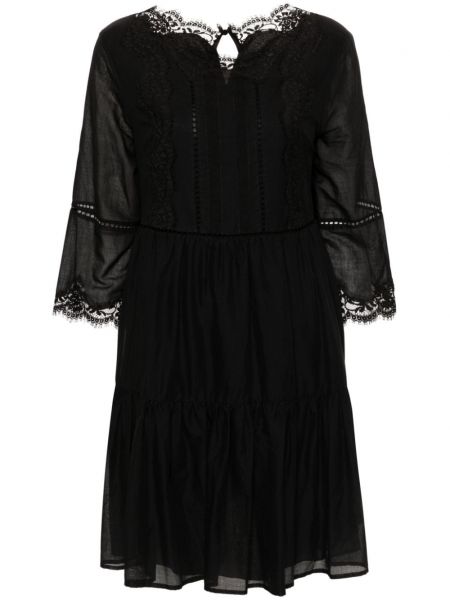 Βαμβακερή ίσιο φόρεμα από μουσελίνα Ermanno Firenze μαύρο