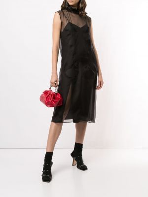 Vestido de cóctel de flores de tul Prada negro