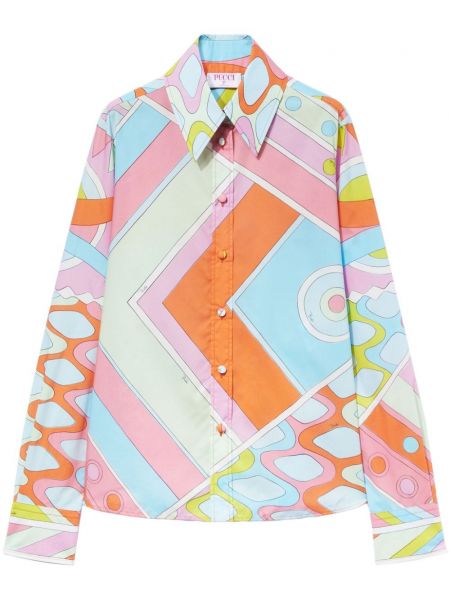 Βαμβακερό πουκάμισο με σχέδιο Pucci πορτοκαλί