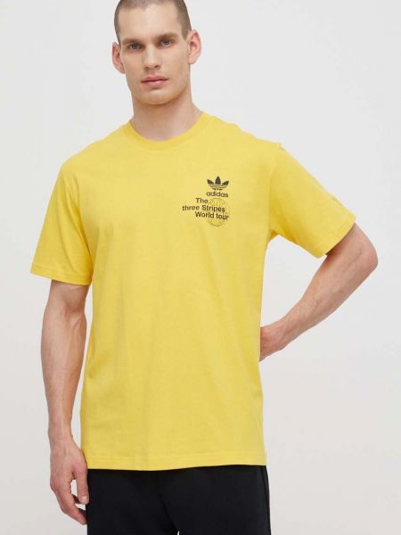 Tricou din bumbac Adidas Originals galben
