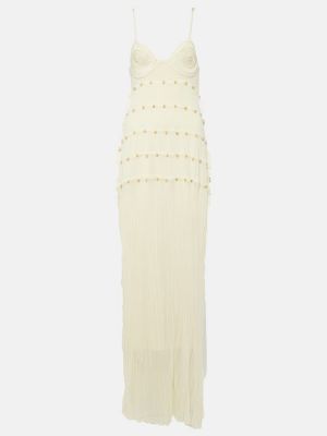 Midi šaty s korálky Christopher Esber bílé