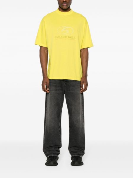 Bavlněná košile s potiskem Balenciaga žlutá