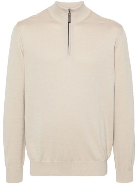 Bavlnený sveter na zips Canali béžová