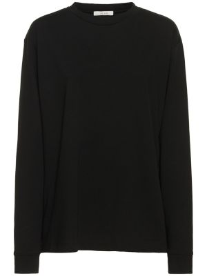 T-shirt manches longues en coton avec manches longues en jersey The Row noir