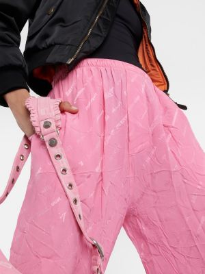Pantaloni a vita alta di seta baggy Balenciaga rosa