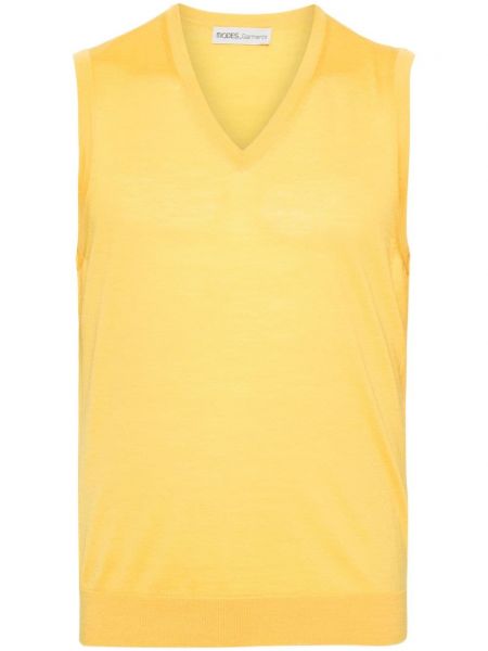 Pletená vesta bez rukávov z merina Modes Garments žltá