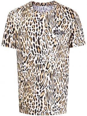 Тениска с принт с леопардов принт Moschino кафяво