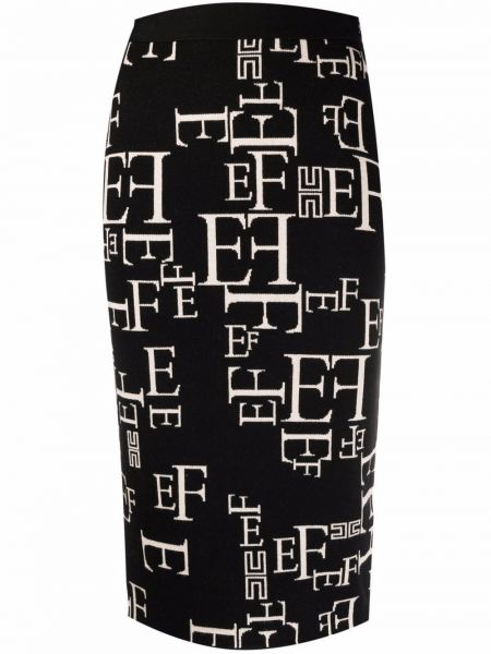 Falda de tubo ajustada de punto Elisabetta Franchi negro