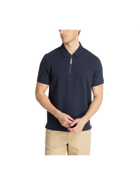 Einfarbige hemd mit reißverschluss Michael Kors blau