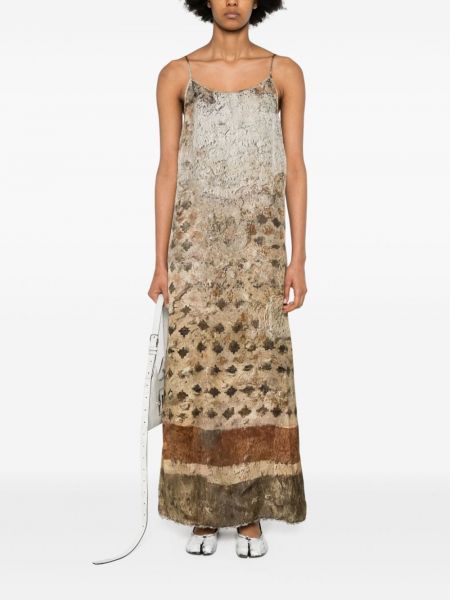 Sukienka midi z nadrukiem w abstrakcyjne wzory Uma Wang brązowa