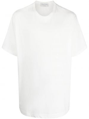Tricou din bumbac cu decolteu rotund Yohji Yamamoto alb
