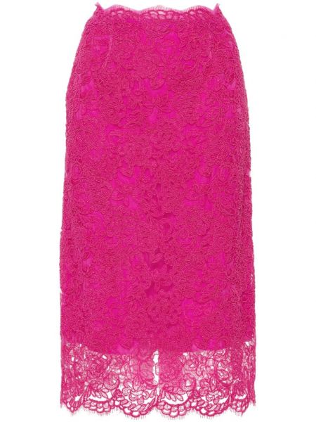 Midi φούστα με δαντέλα Ermanno Scervino ροζ