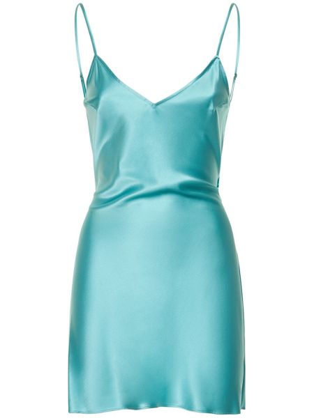 Satynowe sukienka mini Fleur Du Mal - niebieski