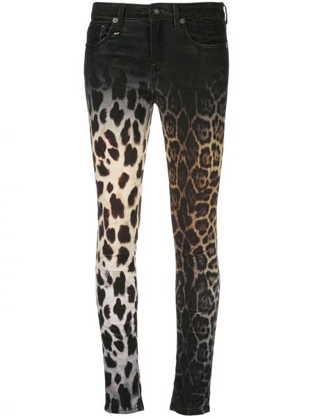 Skinny fit džínsy s potlačou s leopardím vzorom R13 čierna
