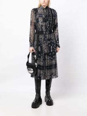 Sukienka midi z wzorem paisley plisowana Sacai