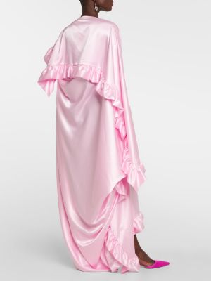 Satenska maksi haljina s volanima Acne Studios ružičasta