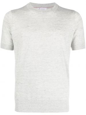 Kokvilnas lina t-krekls Brunello Cucinelli pelēks