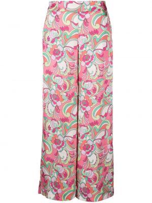 Květinové rovné kalhoty s potiskem Blugirl růžové